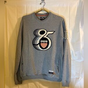 10.Deep Gray Crewneck Sweatshirt with Graphic '85' and Shield Logo